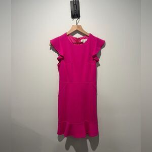 She + Sky Hot Pink Fuchsia Ruffle Hem Dress S